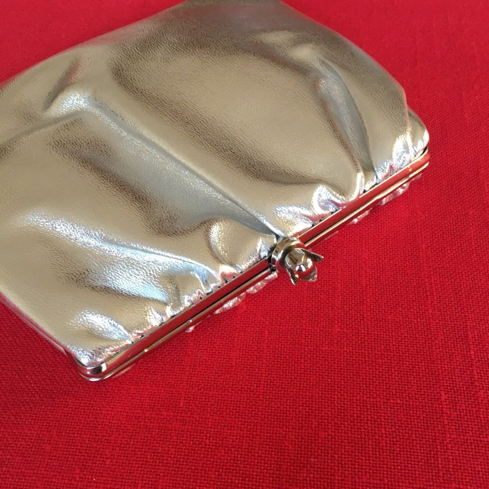 Prom Purse Silver Leatherette Evening Purse/Clutch Purse with Chain